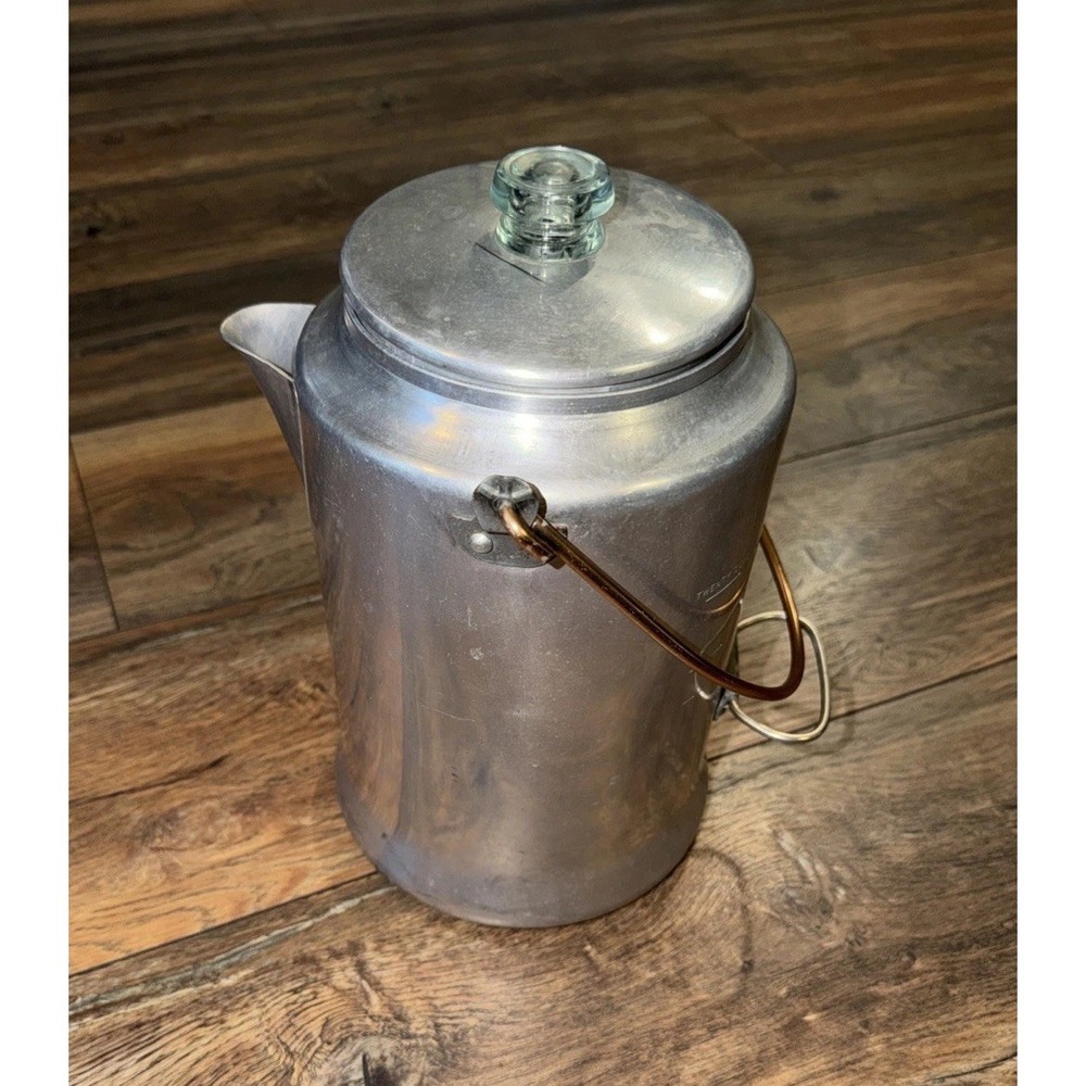 Vintage Comet Aluminum Stovetop Coffee Percolator 20 Cup Silver Made USA